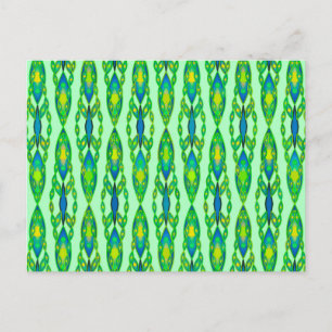 Tribal Batik - Mint, Emerald Green en Blue Briefkaart