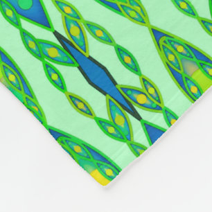 Tribal Batik - Mint, Emerald Green en Blue Fleece Deken