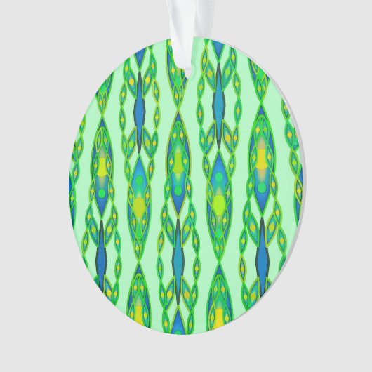 Tribal Batik - Mint, Emerald Green en Blue Ornament (voorkant)