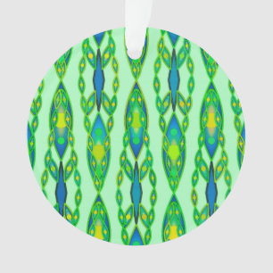 Tribal Batik - Mint, Emerald Green en Blue Ornament