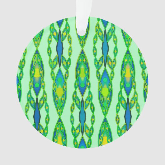 Tribal Batik - Mint, Emerald Green en Blue Ornament (voorkant)