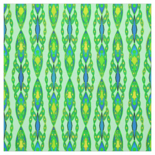 Tribal Batik - Mint, Emerald Green en Blue Stof (Swatch)