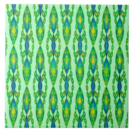 Tribal Batik - Mint, Emerald Green en Blue Tegeltje (Voorkant)