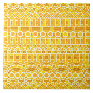 Tribal Batik - mosterd goud en oranje Tegeltje