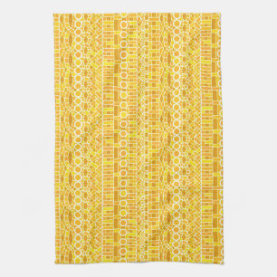 Tribal Batik - mosterdgoud en sinaasappel Theedoek