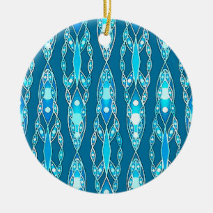 Tribal Batik - Ocean Blue en Aqua Keramisch Ornament