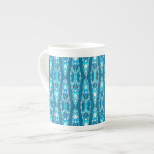 Tribal Batik - Ocean Blue en Aqua Porselein Kop
