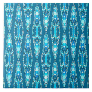 Tribal Batik - Ocean Blue en Aqua Tegeltje