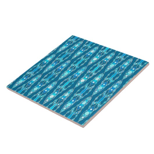 Tribal Batik - Ocean Blue en Aqua Tegeltje (Zijkant)