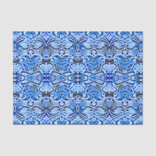 Tribal Batik Patroon in Indigo Blauw en Wit Tissuepapier