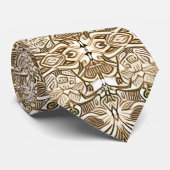Tribal Batik Patroon in Koffie Bruin en Beige Stropdas (Opgerold)