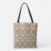Tribal Batik Patroon in Koffie Bruin en Beige Tote Bag (Achterkant)