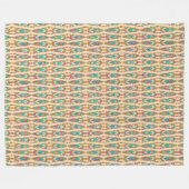 Tribal Batik - Perzik Roze en Turquoise Fleece Deken (Voorkant (Horizontaal))