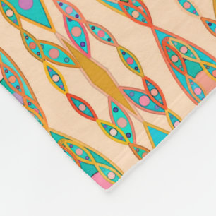 Tribal Batik - Perzik Roze en Turquoise Fleece Deken