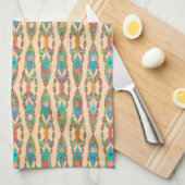 Tribal Batik - Perzikroze en Turquoise Theedoek (Quarter Fold)