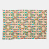Tribal Batik - Perzikroze en Turquoise Theedoek (Horizontaal)
