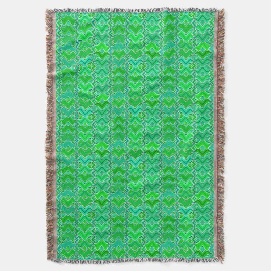 Tribal Batik Print, Jade Green en Lime Green Deken (Voorkant Verticaal)