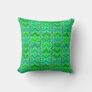 Tribal Batik Print, Jade Green en Lime Green Kussen