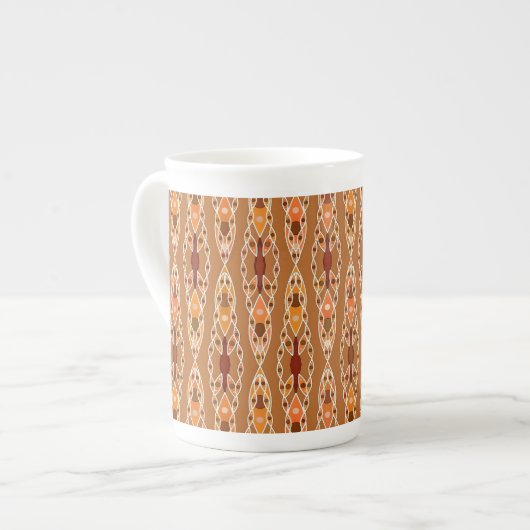 Tribal Batik - Rust, Terracotta en Beige Porselein Kop (Links)