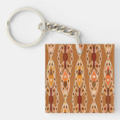 Tribal Batik - Rust, Terracotta en Beige Sleutelhanger (Voorkant)