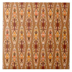 Tribal Batik - Rust, Terracotta en Beige Tegeltje