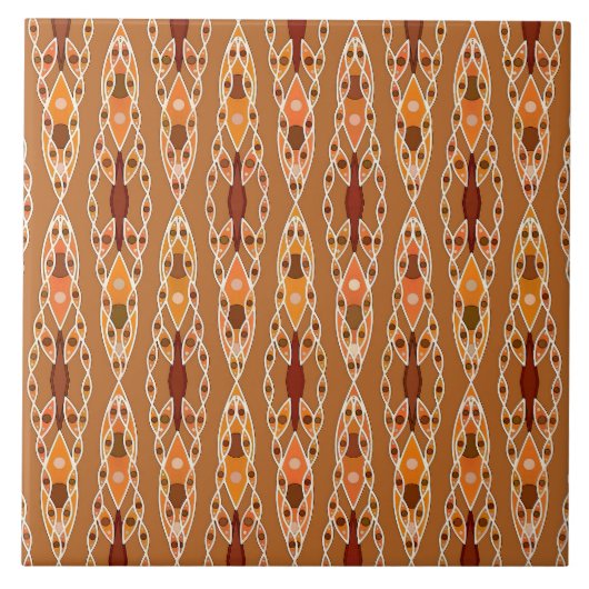 Tribal Batik - Rust, Terracotta en Beige Tegeltje (Voorkant)