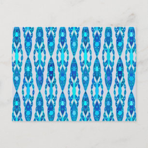 Tribal Batik - Sapphire Blue en Silver Grey Briefkaart