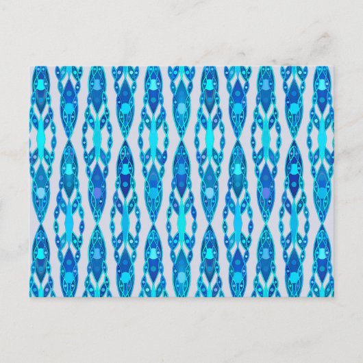Tribal Batik - Sapphire Blue en Silver Grey Briefkaart (Voorkant)