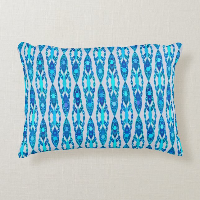 Tribal Batik - Sapphire Blue en Silver Grey Decoratief Kussen (Voorkant)