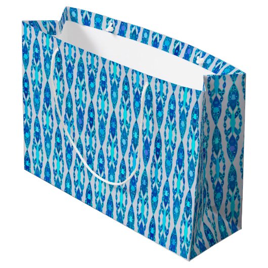 Tribal Batik - Sapphire Blue en Silver Grey Groot Cadeauzakje (Achterkant Gekanteld)