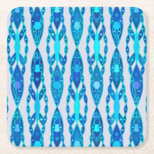 Tribal Batik - Sapphire Blue en Silver Grey Kartonnen Onderzetters