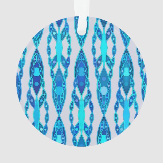 Tribal Batik - Sapphire Blue en Silver Grey Ornament (achterkant)