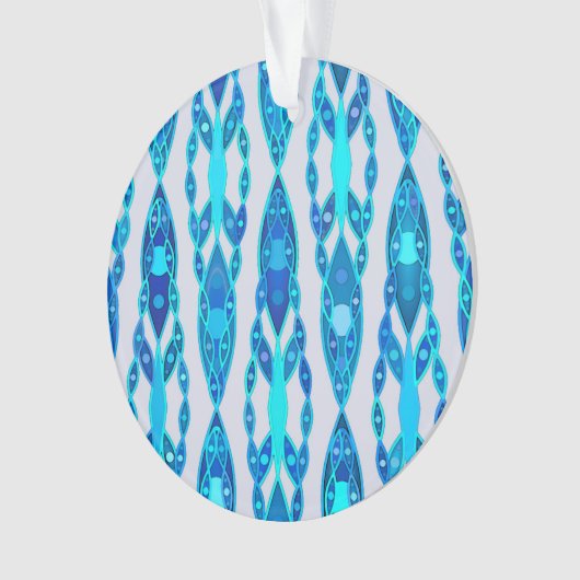 Tribal Batik - Sapphire Blue en Silver Grey Ornament (voorkant)