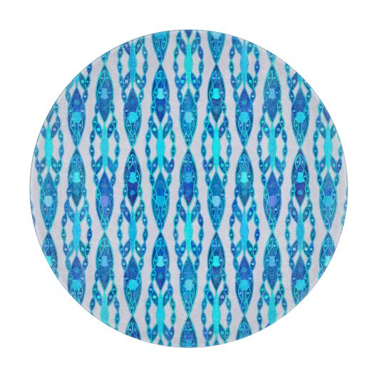 Tribal Batik - Sapphire Blue en Silver Grey Snijplank (Voorkant)