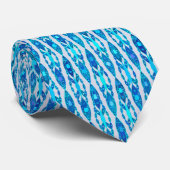 Tribal Batik - Sapphire Blue en Silver Grey Stropdas (Opgerold)