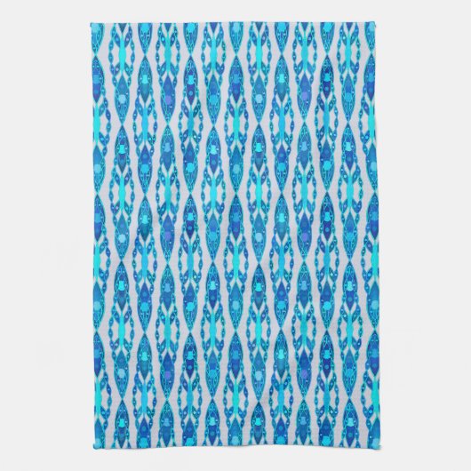 Tribal Batik - Sapphire Blue en Silver Grey Theedoek (Verticaal)