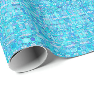 Tribal Batik - schaduwen van turkooisblauw Cadeaupapier