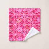 Tribal Batik, Shades of Fuchsia Pink Bad Handdoek (Wasdoekje)