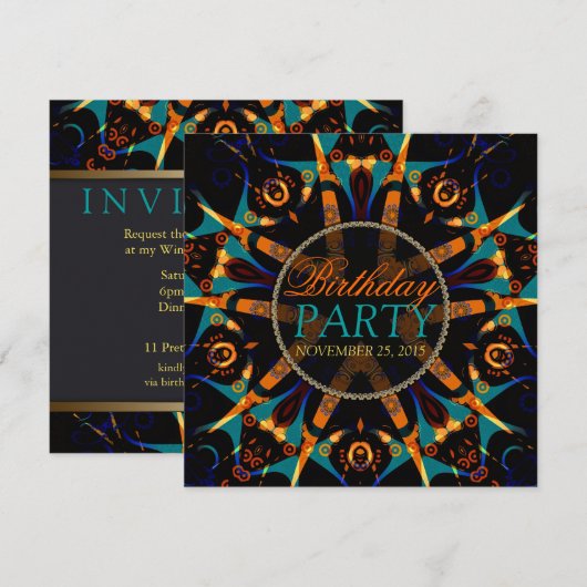 Tribal Batik Star verjaardagsfeest uitnodiging (Voorkant / Achterkant)