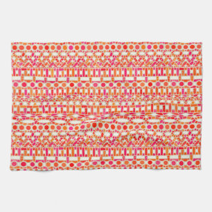 Tribal Batik - tinten oranje en roze Theedoek