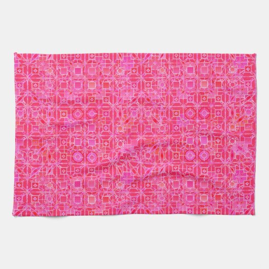 Tribal Batik - tinten roze fuchsia Theedoek (Horizontaal)