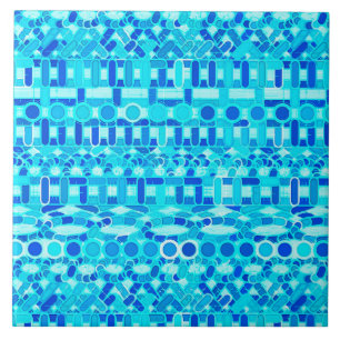 Tribal Batik - turquoise, aqua en kobaltblauw Tegeltje