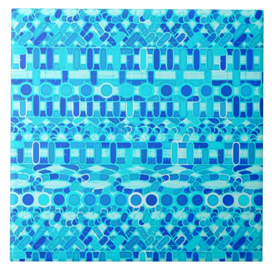 Tribal Batik - turquoise, aqua en kobaltblauw Tegeltje (Voorkant)
