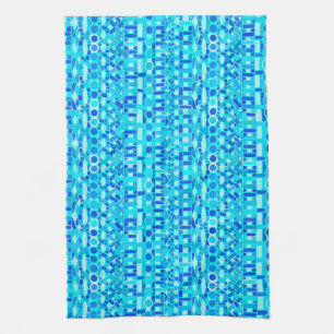 Tribal Batik - turquoise, aqua en kobaltblauw Theedoek