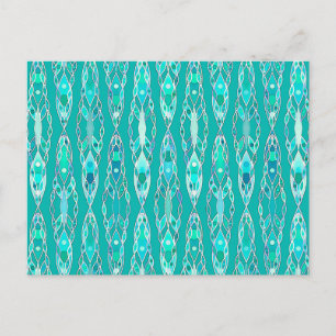 Tribal Batik - Turquoise en Aquamarine Briefkaart
