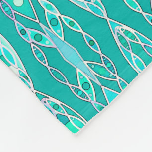 Tribal Batik - Turquoise en Aquamarine Fleece Deken