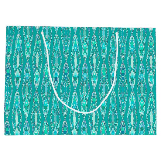 Tribal Batik - Turquoise en Aquamarine Groot Cadeauzakje (Achterkant)