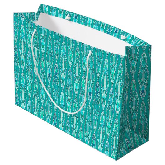 Tribal Batik - Turquoise en Aquamarine Groot Cadeauzakje (Achterkant Gekanteld)