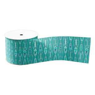 Tribal Batik - Turquoise en Aquamarine Grosgrain Lint