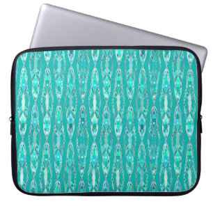 Tribal Batik - Turquoise en Aquamarine Laptop Sleeve